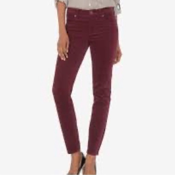 MOSSIMO Supply Co. wine red corduroy mid rise skinny stretch cropped ankle pants - Picture 1 of 6